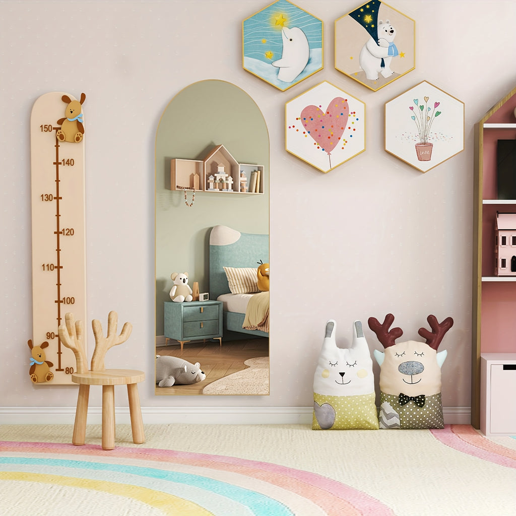 Idle Way 59x16 Arched Full-length Mirror, Vertical Or Tilted Full-length Mirror, Thin Frame, Suitable for Mother And Baby Room, Golden Or Black