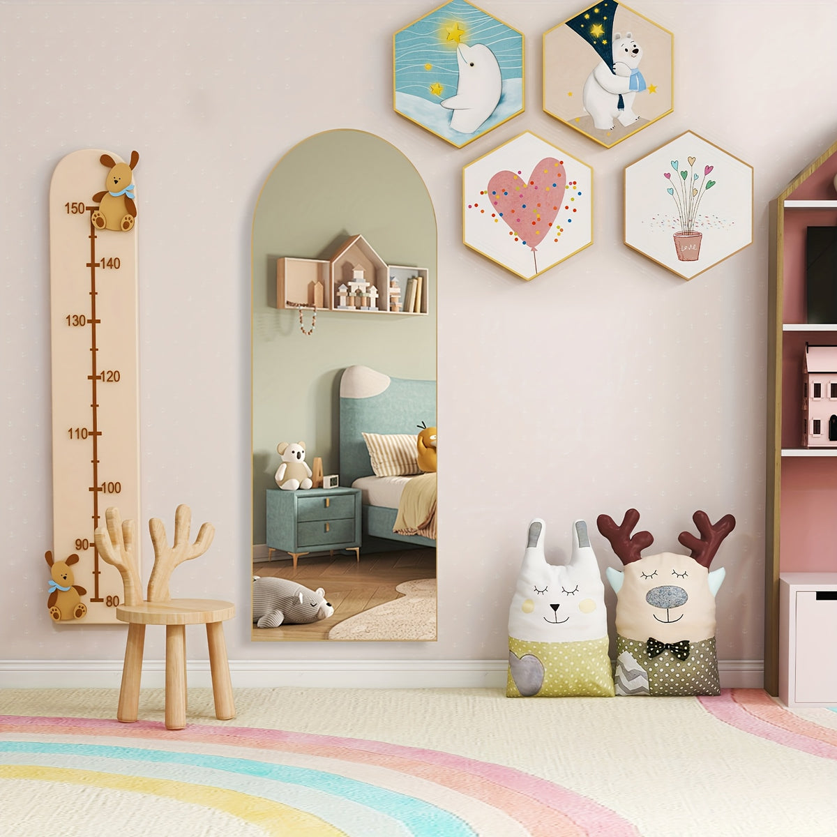 Idle Way 59x16 Arched Full-length Mirror, Vertical Or Tilted Full-length Mirror, Thin Frame, Suitable for Mother And Baby Room, Golden Or Black
