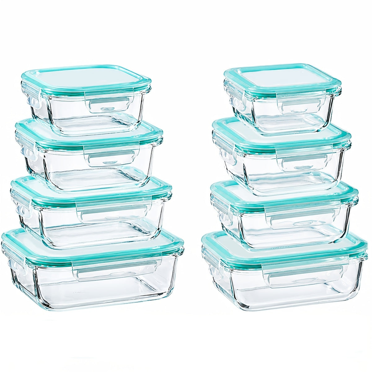 16pcs Glass Container Seal Food Storage Box, Refrigerator Receive A Case, Seal Leak Proof, Easy To Clean Design, Microwave/freezer, Lunch Boxes | Sealed Storage | Durable Glass Box Lid Food Storage Containers (8 Lids + 8 Containers) Lunch Box