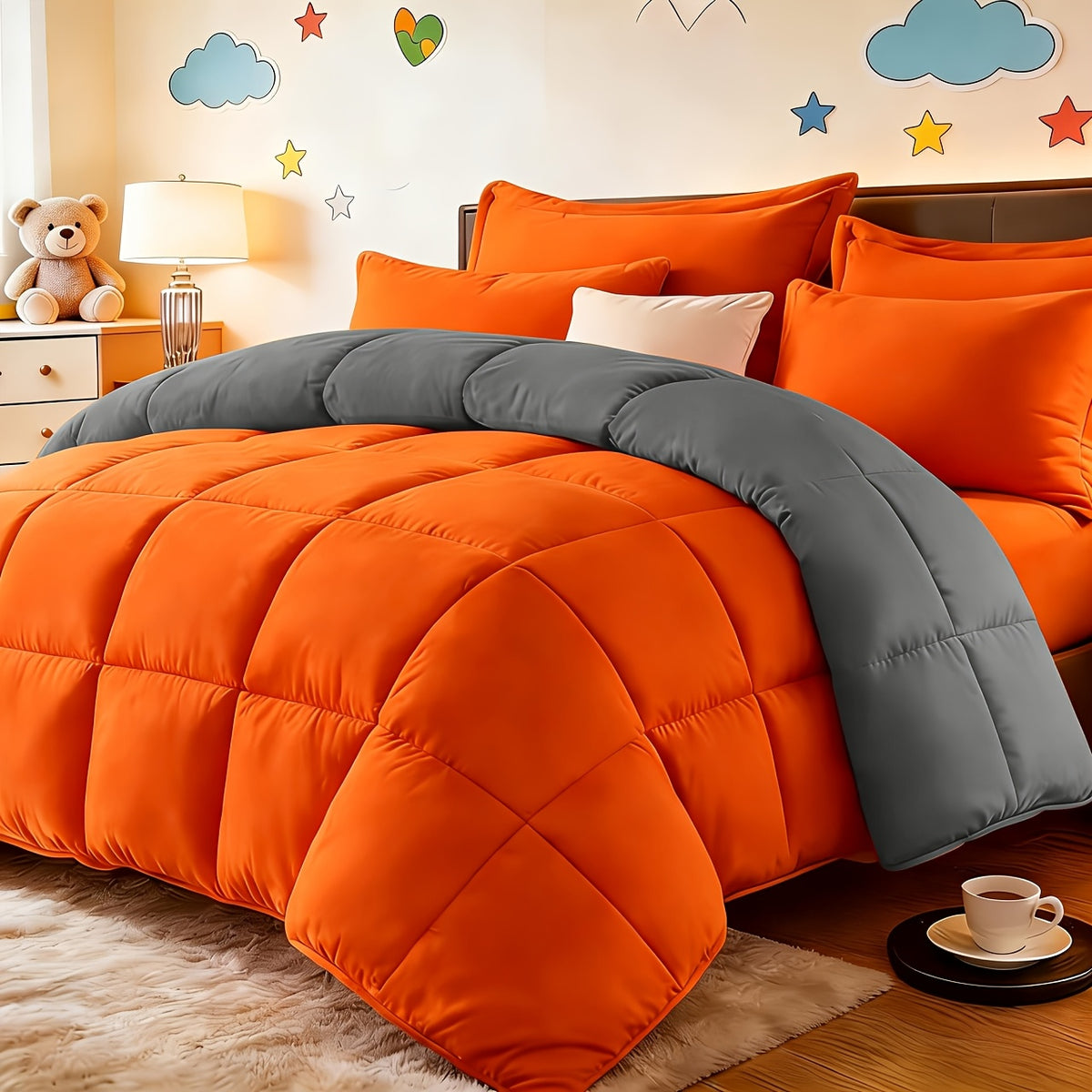 2/3pcs Red And Black bedding with All-Season Comforter, Available in Standard Double/King Double/Super King Sizes. Includes 1 Comforter And 1/2 Pillowcases, Suitable for Kids' Rooms, School Dormitories, Apartments