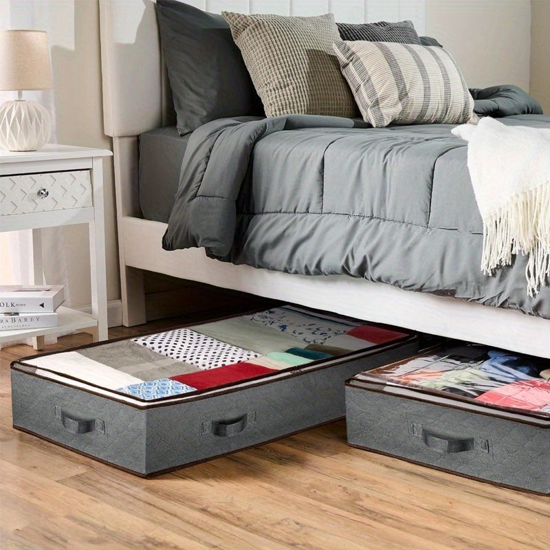 4-Pack Large 23.78 Gallon Foldable Storage Bags with Durable Handles & Flip-Top Lids - Heavy-Duty Non-Woven Fabric-Like Material (Non-Woven) Rectangular Organizers for Clothes, Blankets, Bedding, - Under-Bed Storage Containers