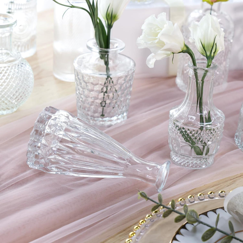 Whonline 12 Pcs Glass Cylinder Vases for Centerpieces, Flower Vases Wedding Decorations, 6 Inch Tall Glass Hurricane Candle Holder for Table Shelf, Floral Vase Bulk for Home Decor