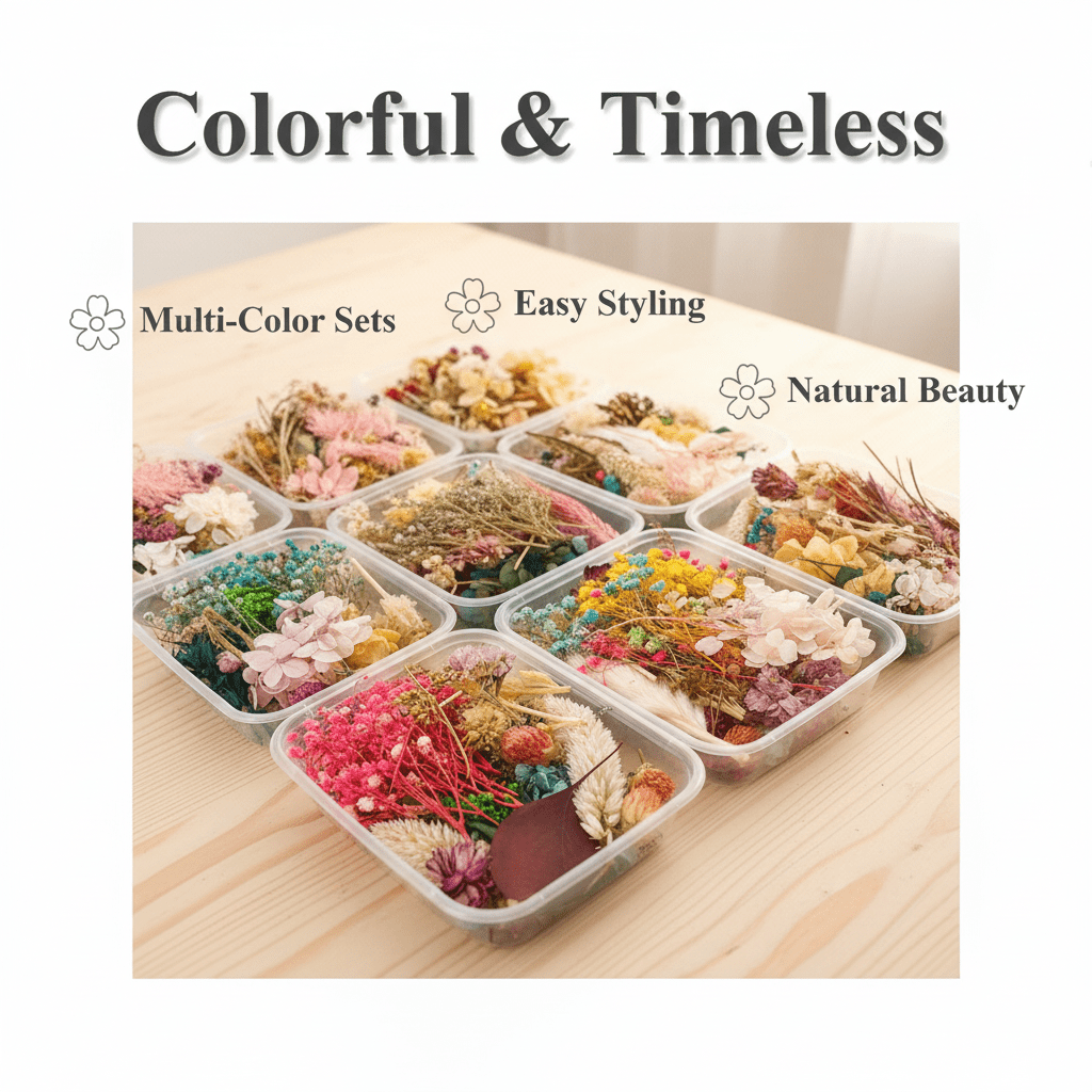 4 Boxes Dried Flower Set Assorted, Flower Set shipped randomly, Styles Decoration Wrapping Scrapbooking Home Decor Supplies