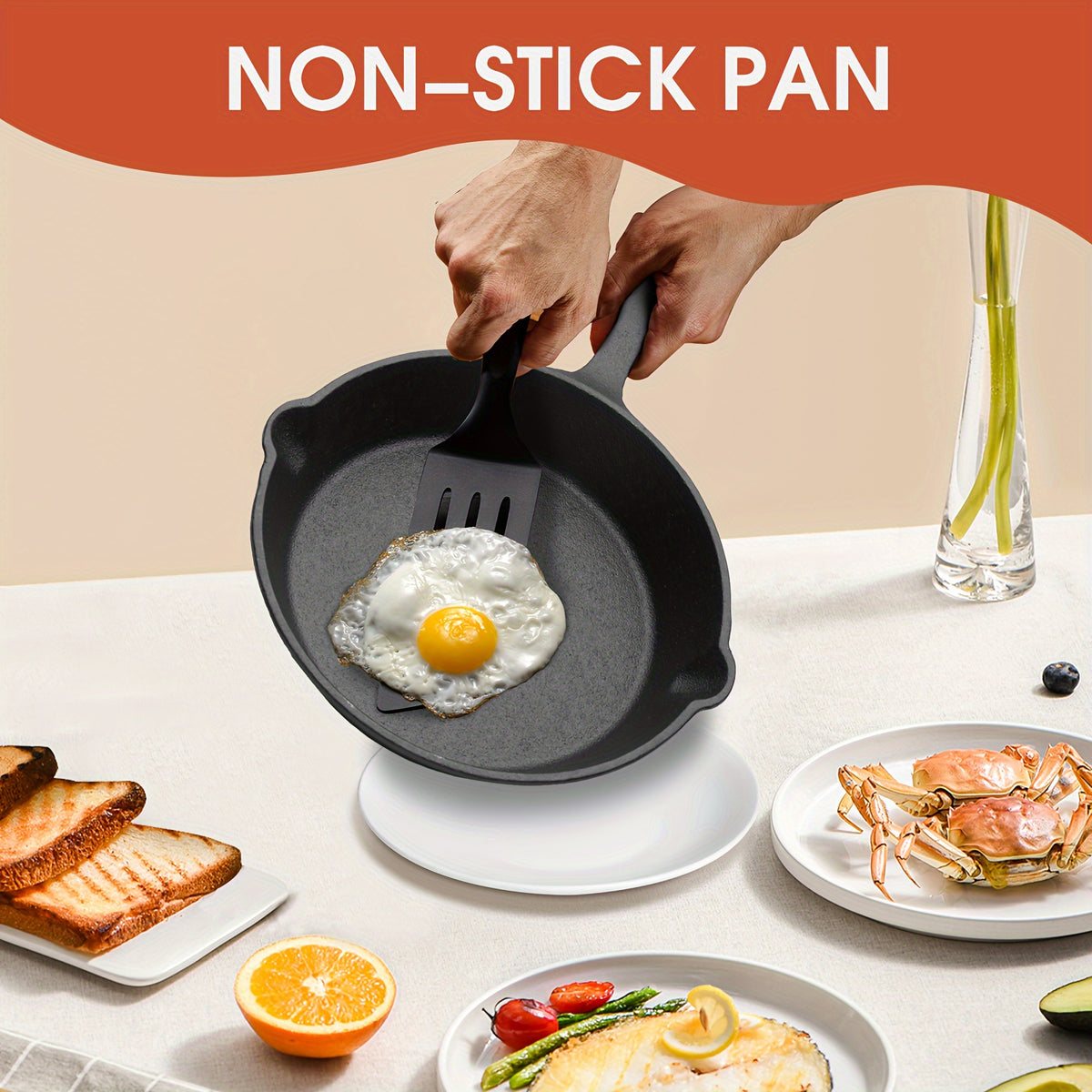 Premium 3pcs Cast Iron Skillet Set - Non-Stick Skillet with Drip Spout, Perfect for Holiday Cooking, RV Use, And Campfire Meals