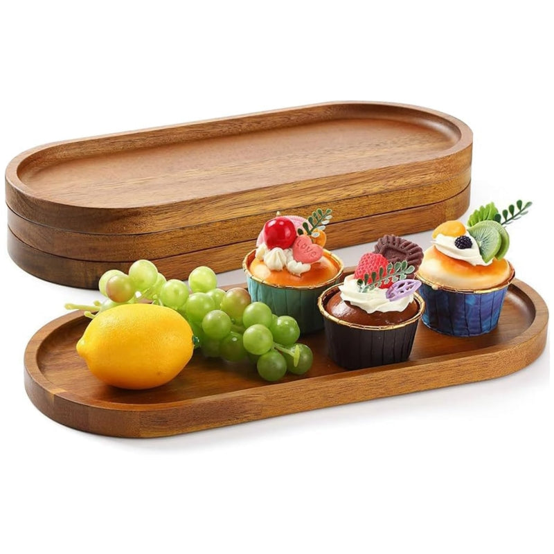 8-piece Wooden Serving Tray 11.5 X 4 Inch (approx 29.9 X 10.5 Cm) Deli Board Oval Wooden Plate Cheese Plate in Bulk for Dessert Snacks Bread Fruit Appetizer Plate for Kitchen Decoration, Can Be Used As A Plate for Parties, Buffets, Barbecues and Any