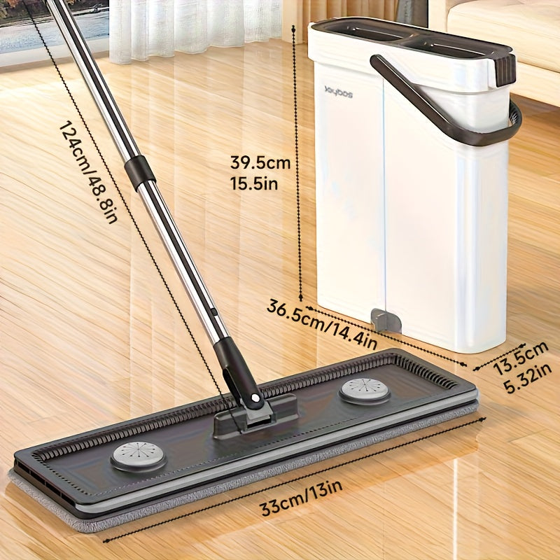 Joybos Mop And Bucket Set with Wringer | Flat Mop with Washable Microfiber Pads And Long Handle, Suitable for All Floor Types And Windows, Ideal for Home Use, Living Room, Bedroom, Bathroom, Kitchen