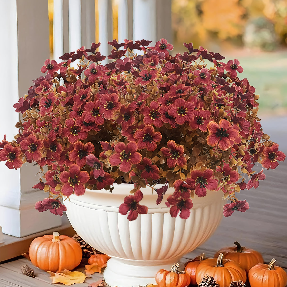 9 Packs Of UV-resistant Artificial Flowers For Home Decor, Autumn Pseudoplants And Hybrid Flowers-realistic Fade-resistant Porches, Patios, Yards, Balcony Decor, Fall for home Decor And Garden Floral Arrangements-perfect For Thanksgiving And Christm