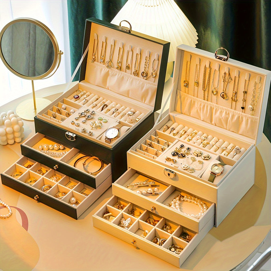KYPHIREL - Premium Jewelry Storage Box for Necklaces, Earrings, Studs, Bracelets, Rings, and Exquisite Golden Jewelry - Large Capacity - Mother's Day Gift, Father's Day Gift, Teacher's Day Gift, Halloween, Thanksgiving, Christmas, Gift, Jewelry Boxes