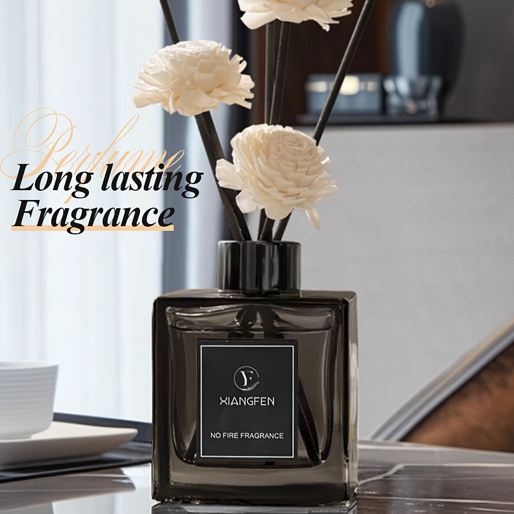 No Fire Fragrance - 1.69oz Elegant Black Glass Diffuser with White Roses, Air Freshener for Home Decor, Bedroom, Bathroom, And Office, Ideal Christmas Gift, Office Fragrance | Elegant Diffuser | Durable Scent, Bathroom Decor, Reed Diffuser Oils