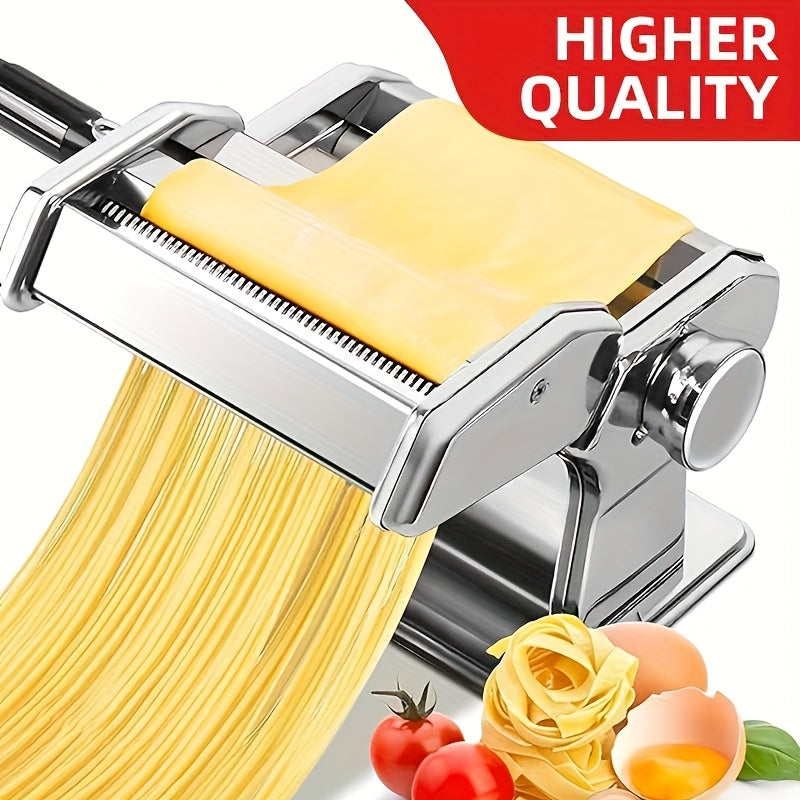 Pasta Maker Machine, 8-Adjustable Thickness Settings, 2-in-1 Pasta Machine with Roller and Cutter, Dough Press for Making Pasta, Perfect for Spaghetti, Fettuccine, Lasagna, or Dumpling Wrappers, Kitchen Gadget for Pasta Lovers, Father's Day Gift