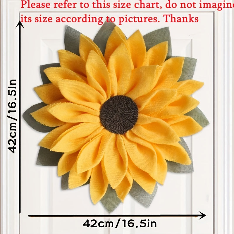 Sunflower Wreath Seasonal Decor, Door Wall Hanging Wreath, for Indoor Outdoor Home Office Wall, Wedding Festival Thanksgiving Day Decoration