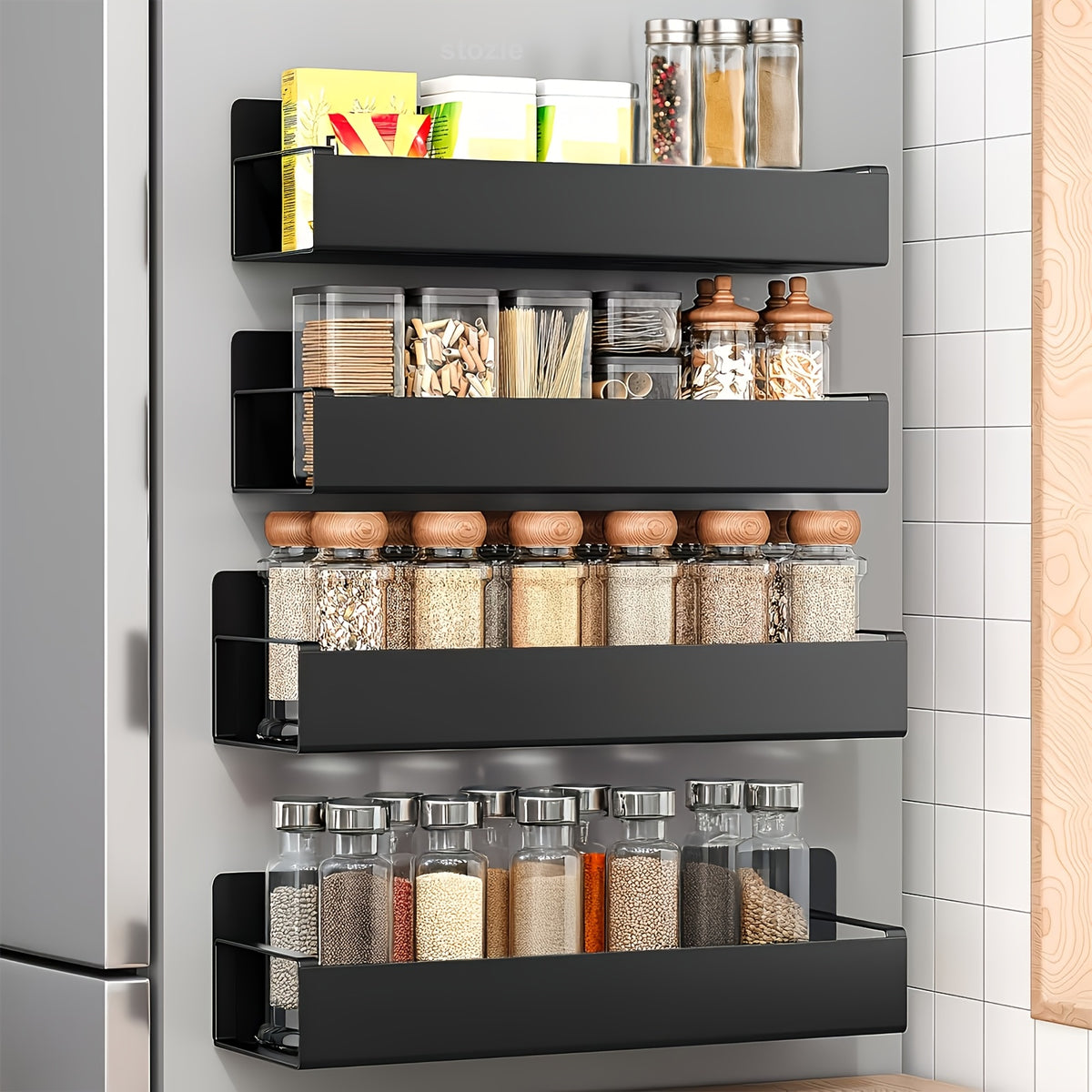 2/4pcs Magnetic Storage Box, Strong Magnetic Adsorption Non-perforated Installation Storage Rack, Kitchen Refrigerator, Coffee Machine, Washing Machine, Kitchen Spice Rack, Simple and Fashionable Household Goods.kitchen Organizers and Storage