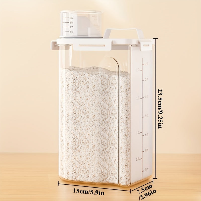 4pcs Thickened Plastic 5 Pound Rice Storage Container - Sealed Dry Grain Dispenser Box with Pouring Port, Transparent Food Storage Box, Grain Meat Cup, Flour Snacks