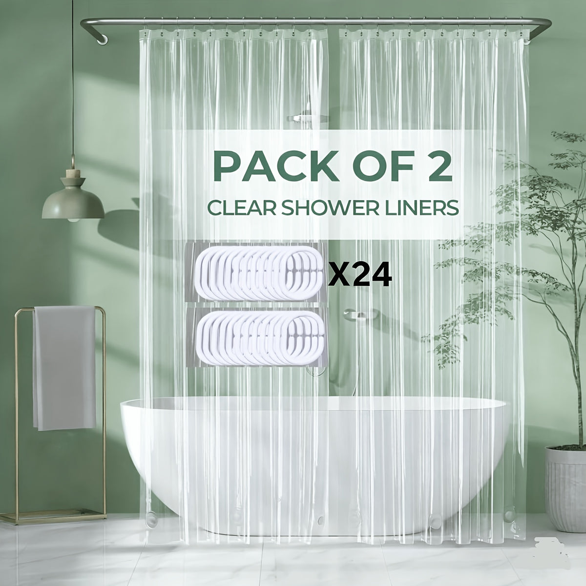 Bathroom Shower Curtain Plastic Shower Curtain Premium PEVA with Rust-Proof Grommets Clear 8G Bathroom Additions 72X72 (Randomly Gift Bath Balls)