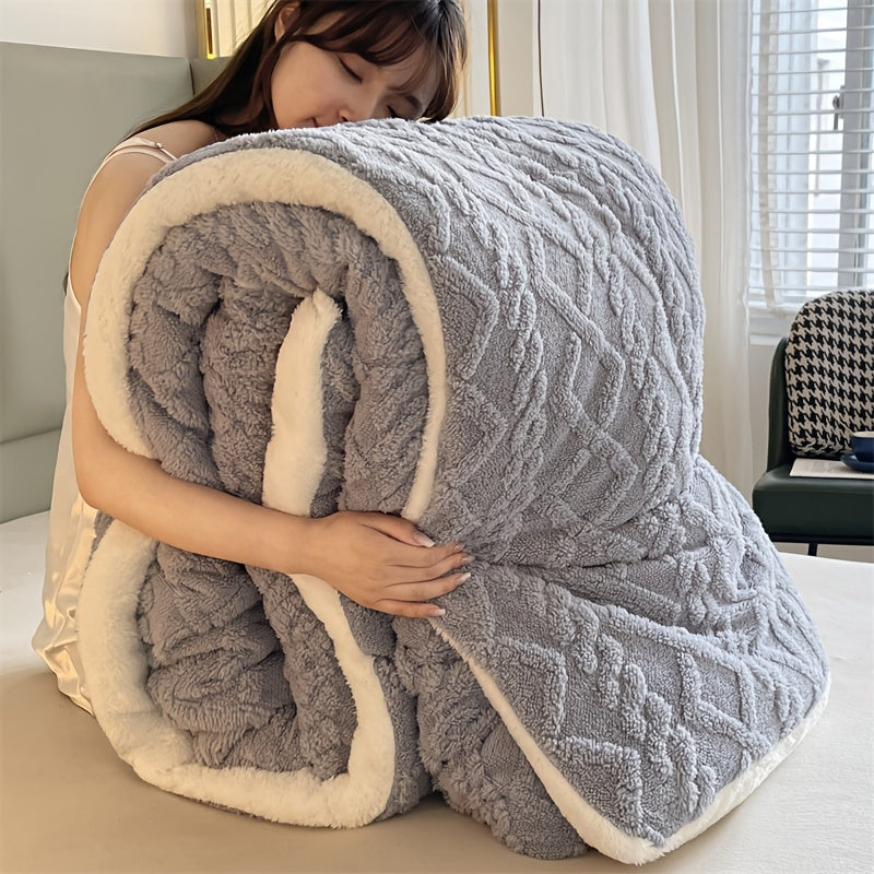 , A Piece Of High-quality Thickened Velvet Blanket, Soft100% Superfine Fiber Filling, Light Beige Soft Polyester Fabric, Suitable For Bedrooms And Hotel Rooms(Pillowcases Are Not Included), Winter Warmth Blanket, Soft And Thick Blanket