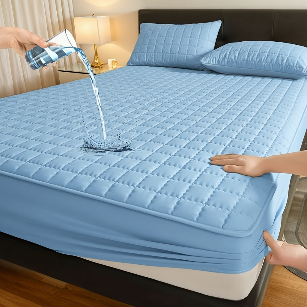 1pc Modern Soft Breathable Waterproof Bed Fitted Sheet - Lightweight, Fitted Mattress Protector For All Beds, Bedding Essentials, Minimalist Design (Excluding Pillowcases)