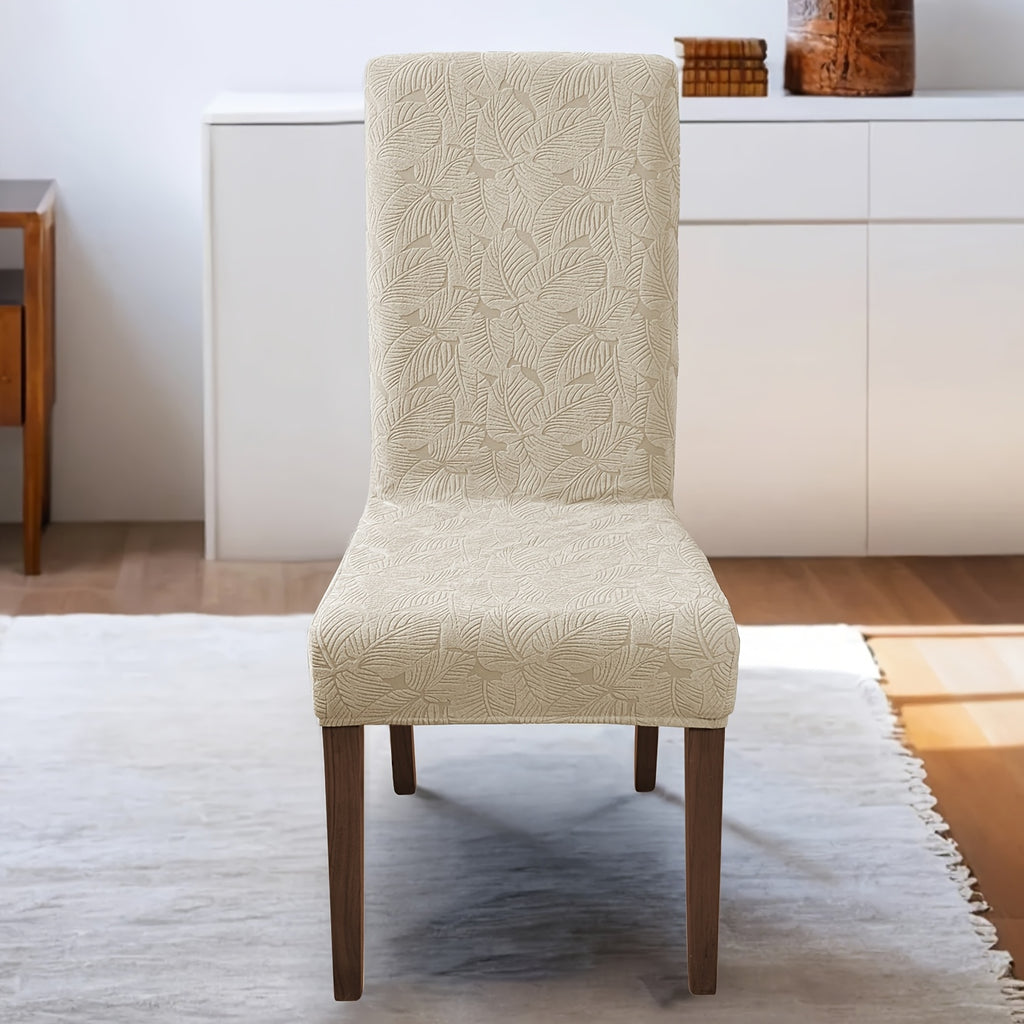 Leaf Pattern Dining Chair Covers, Stretch Parsons Chair Slipcovers in 4 or 6 Piece Sets and Eight Colors for Kitchen, Dining Room and Wedding Decor