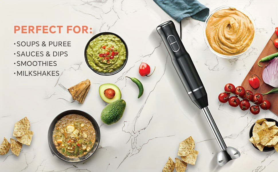 Lalayuan Electric Immersion Blender, Power Handheld Blender, 400W Portable Stick Mixer with 2 Mixing Speeds&Turbo Mode, 304 Stainless Steel Blades, Easy to Grip Speed Corded Hand Mixer, Perfect for Soup Smoothie Puree Food Fruit, with Detachable Base