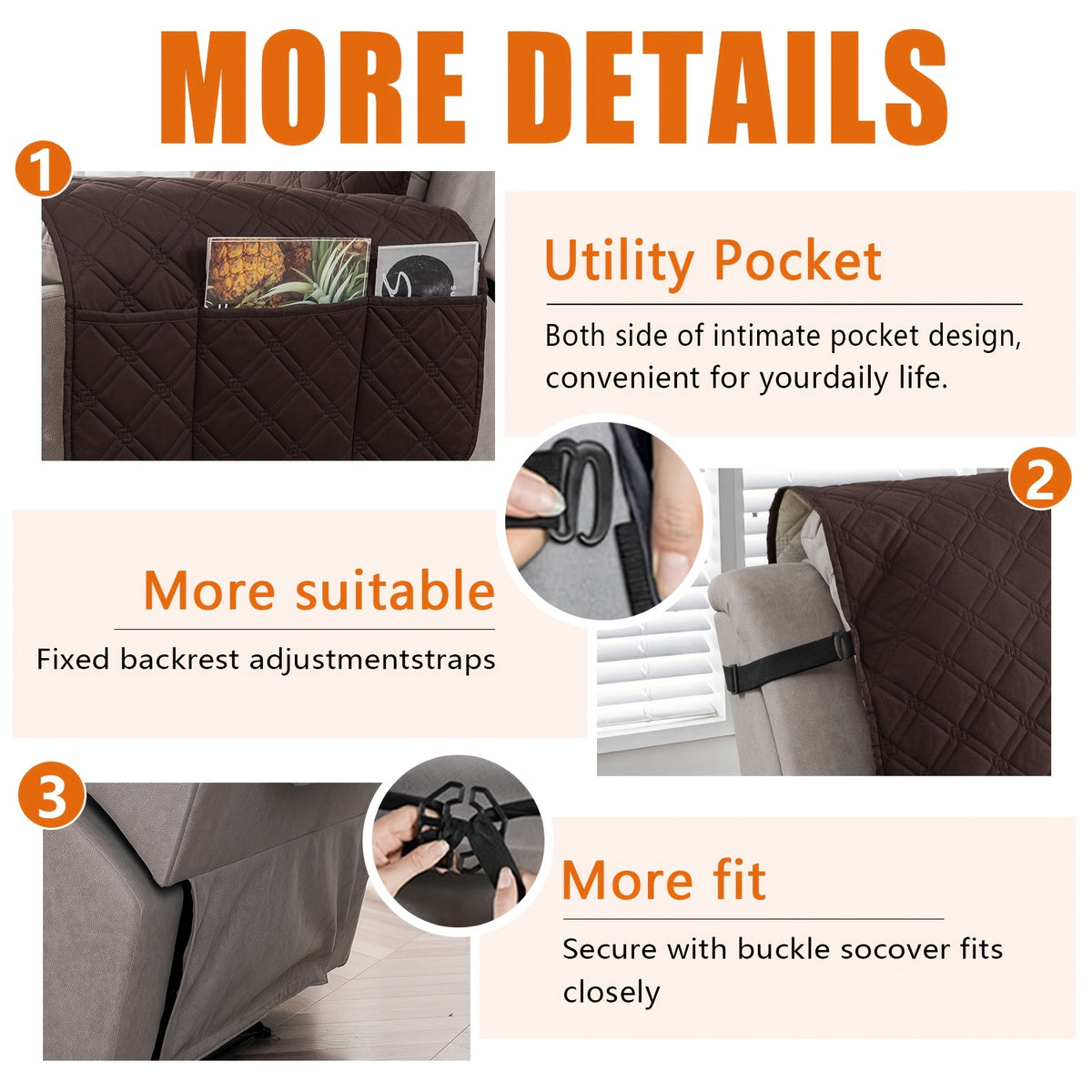 Multi-Functional 23-Inch Recliner Cover with Practical Pockets - Easy to Install, Scratch-Resistant, Machine Washable, Suitable for Outdoor Use And Pet Protection, Easter Decoration