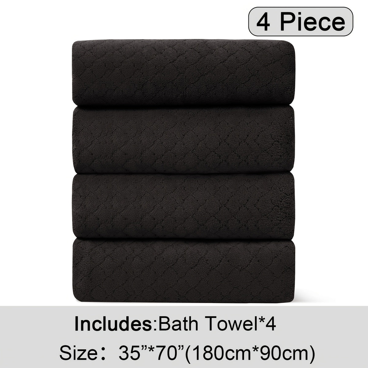 4pcs Oversized Bath Towel Set in Sleek Blue - Ultra Soft, Highly Absorbent, Quick-Dry Microfiber with Diamond Pattern - Includes 4 Bath Towels, and Matching Beach Chair Cover - Ideal for for Bathroom Hotels Gym, Valentine's Day Gift, Wash Cloths