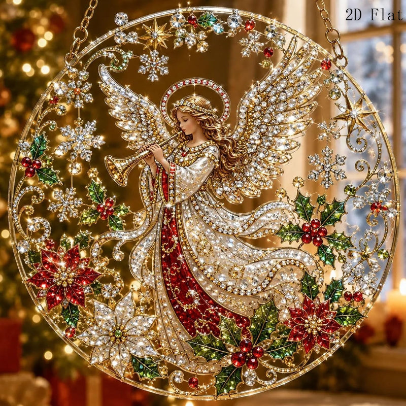 2D Flat Christmas Sun Catcher Hanging Decoration Set, Acrylic Sun Catcher Kit, Suitable for Beginners And Adults, Seasonal Christmas Home Hanging Decoration, 2D Flat Design