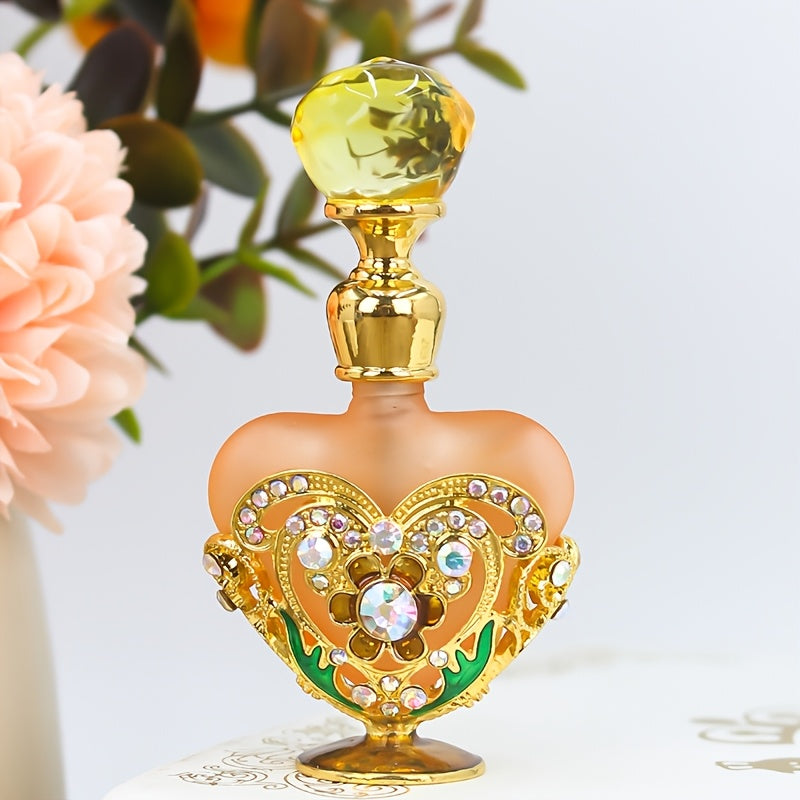 Enamel Peach Heart Bottle 0.34oz Vintage Orchid, Refillable Containers, Portable Decorative Essential Oil Bottle, Holiday Travel Perfume And Essential Oil Personal Care Dispenser Bottle, Have For The Sophisticated Girl (No Perfume, Empty Bottle Only)