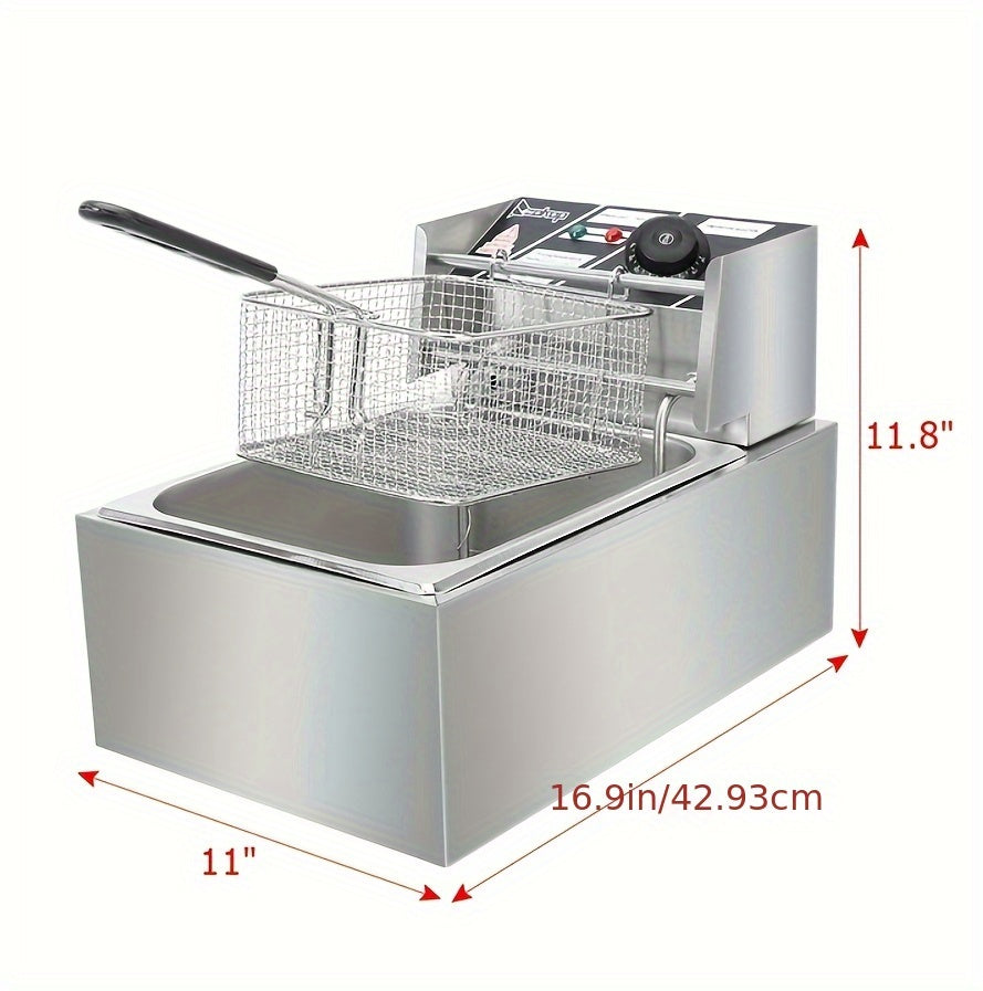 Stainless Steel Electric Deep Fryer with 2 Baskets And Lids, Adjustable Temperature Control, US Plug - Outdoor/Indoor Use for French Fries, Chicken, Donuts, Commercial & Home Kitchens, Deep Fryer Basket