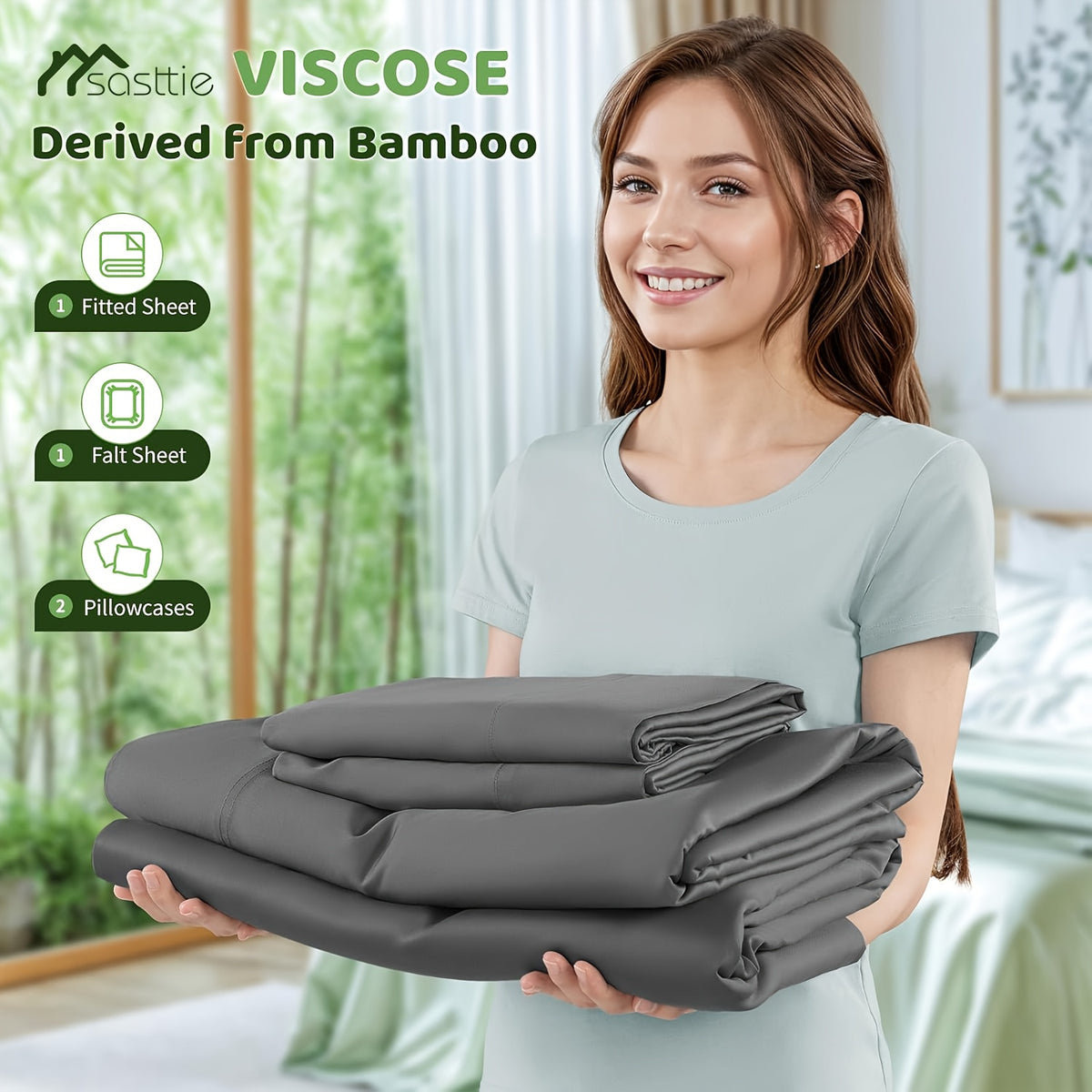 For Extra Deep Pocket Queen Size Sheets - 3/4pcs Breathable And Cooling Bamboo Bed Sheet Set, Luxury, Soft Wrinkle-Free for Extra Deep Mattresses, Room Decor, Kids Sheet And Pillowcase Sets