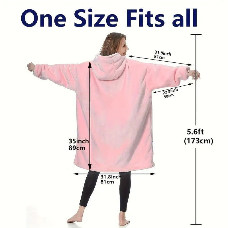 Plus-size Ultra-soft Reversible Wearable Hooded Blanket, Includes a Pair of Winter Socks, Comfortable Oversized Hooded Blanket with Kangaroo Pocket, Bedding, Winter Coat, Machine Washable, Christmas/Valentine's Day/New Year's Gift, Can Be Used as a