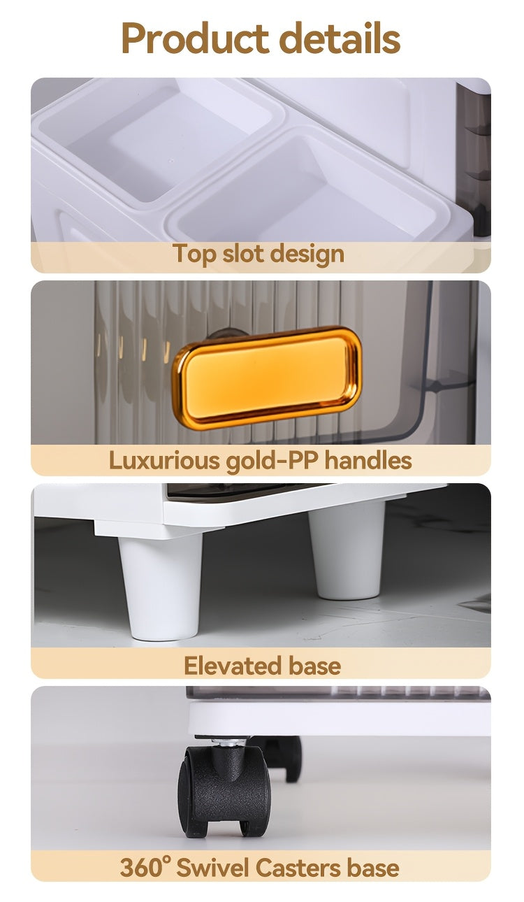Deluxe Slim Storage Cabinet with Drawers - Durable Waterproof PP Material, Multi-Purpose Organizer with Ample Storage for Bathroom, Kitchen, Personal Care Product Dispensers, and More - Ideal for Small Spaces, Storage Drawer Units