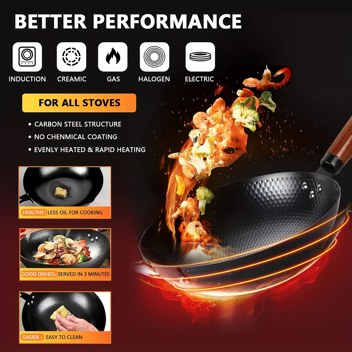 7/20pcs Covered Wok - Non Stick Cast Iron Cookware Frying Pan 12.6 Inches | Suitable for All Stoves, Comes with Kitchenware Accessories, Kitchen Utensils, Kitchen Tools, Kitchen Accessories, Camping Kitchen Supplies