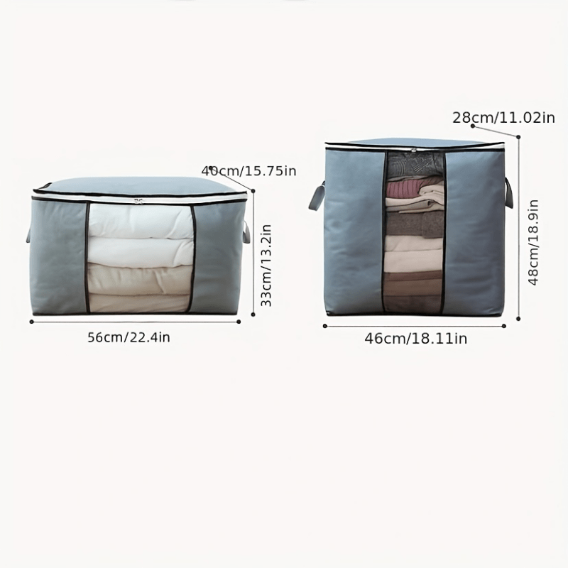 6pcs (Buy 3 Get 3) Extra Large Thick Nylon Gallon Storage Bags with Reinforced Vertical Ribs and Top Handles - Foldable Space-Saving Organizer Bags for Clothes, Bedding,, and Blankets - Durable Gray File Bags (Target Model), Under-Bed Storage