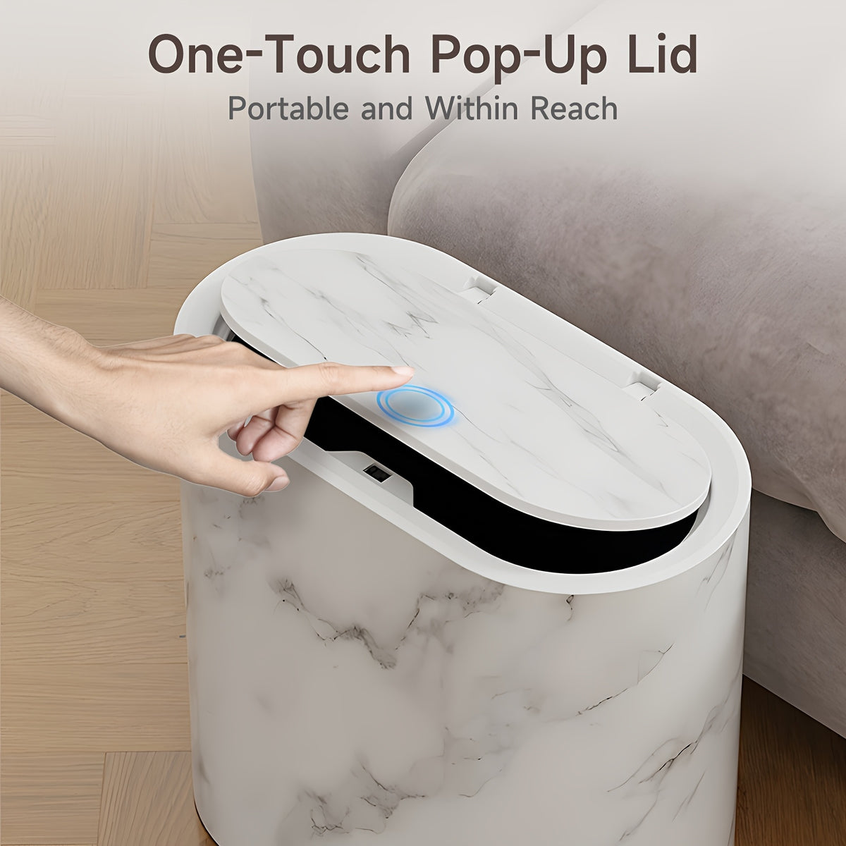 2pcs Trash Can with Marble And Wood Grain Pattern, Plastic Wastebasket with Built-in Handles, Easy to Clean, Rustproof, Space-Saving Design, Ideal for Small Spaces In Bathroom, Laundry, And Home Office, (2pcs/1pc), Halloween Gifts, Christmas Gifts