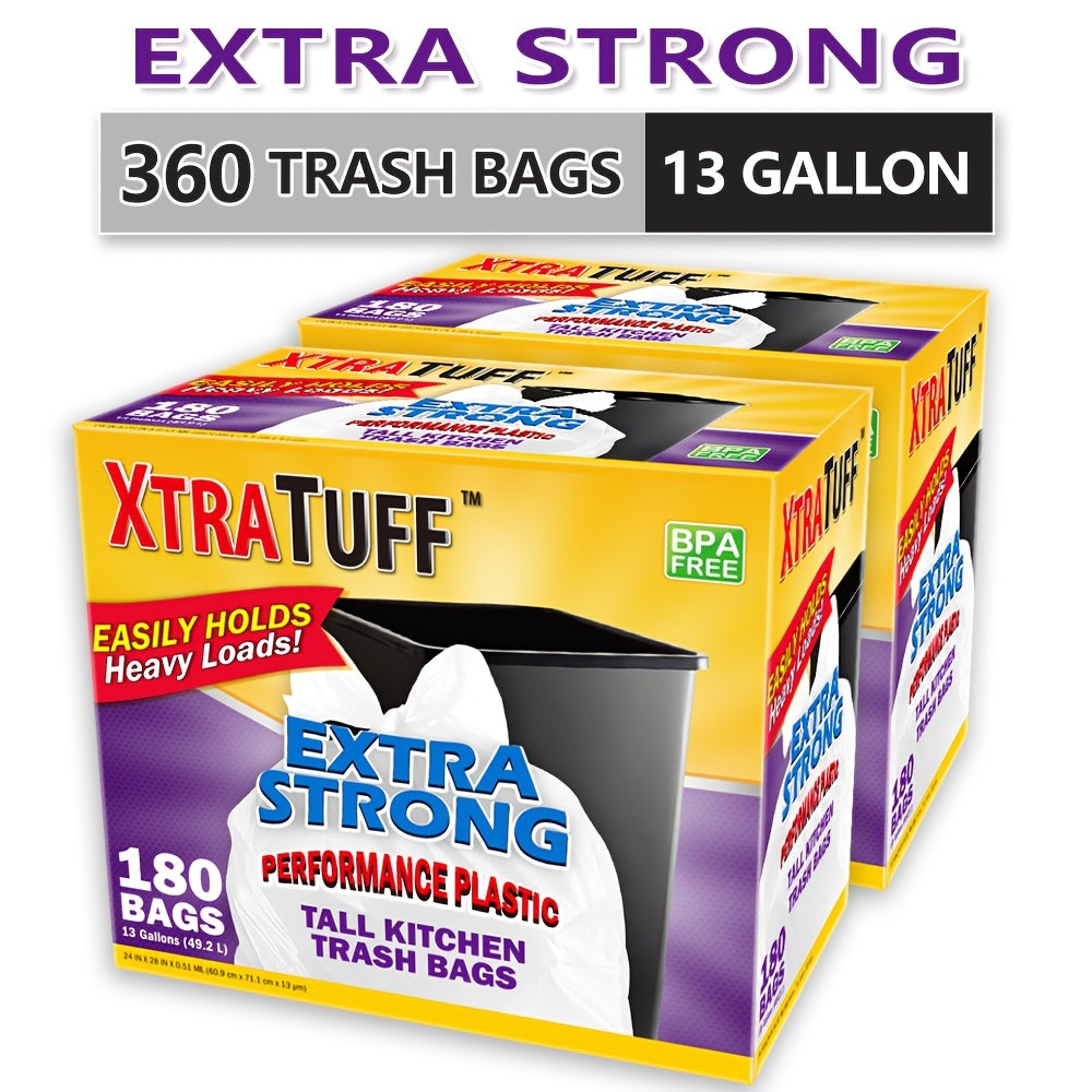 44/62/85/104/130/170/180/360 Bags 13 Gallon Boxed Expandable Heavy-Duty Plastic Multipurpose Disposable Garbage Bags-Super Strong, Leak-Resistant, Odor-Proof For Bedroom, Kitchen, Living Room, Outdoor, Toilet Use Trash Bag - Convenient Sanitary