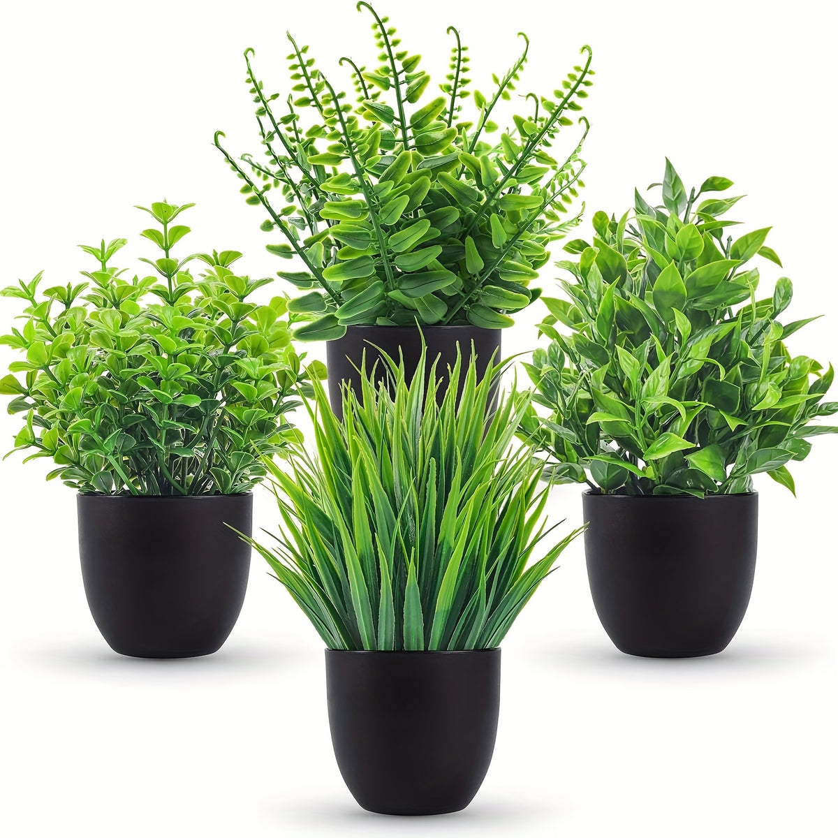 Simulated Plants 4 Pack Artificial Plants Small Artificial Plants Black Bathroom Accessories Used for Bathroom Home Office Indoor Desktop Decoration