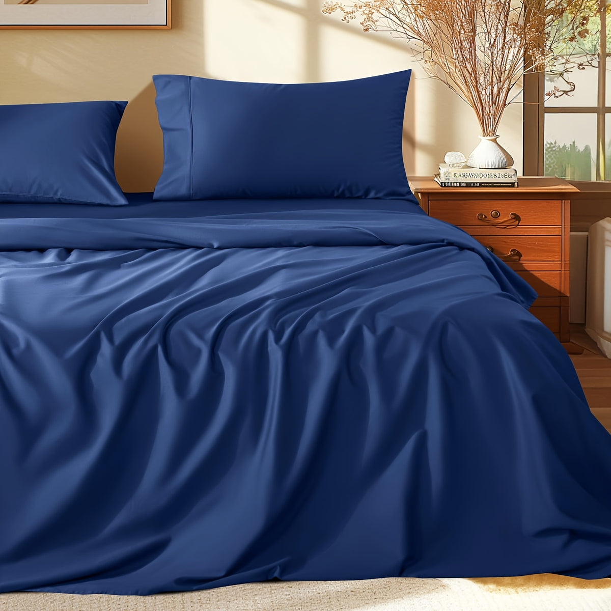 Extra Deep Pocket Bamboo Sheets - 4/6pcs Breathable & Cooling Bamboo Bed Sheet Set, Hotel Luxury Fitted Sheet Set, Soft Wrinkle-Free for Extra Deep Mattresses, Room Decor, Twin/Full/Queen/King Size Sheet & Pillowcase Sets