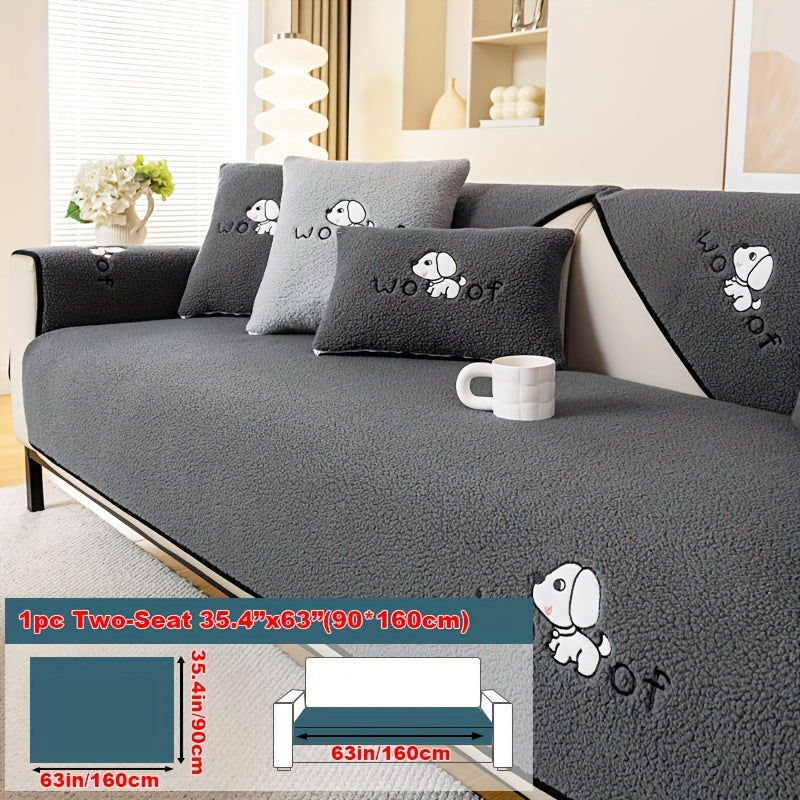 1pc Sherpa Couch Protector, Enhanced Sofa Cover, Suitable for Pets, a Favorite Among Pets, Thick Plush Sofa Shield, Non-Slip Plush Sofa Cover, Furniture Protection Cover, Home Decor for Bedroom, Office, And Living Room