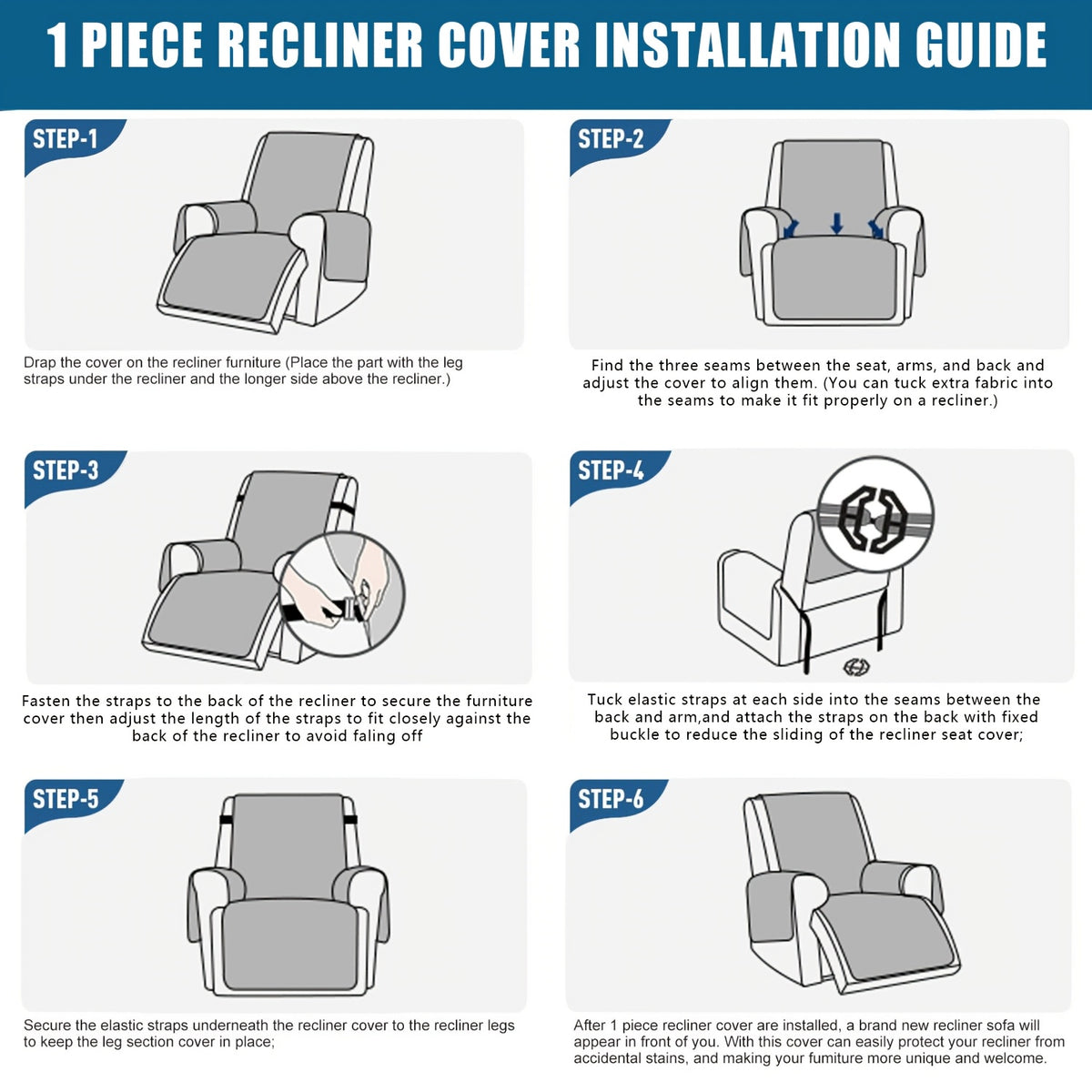 1pc 100% Waterproof Recliner Chair Cover, Non Slip Recliner Covers for Recliner Chair with Pocket, Pet Scratch-Resistant Sofa Slipcover, Washable Furniture Protector, Easy to Install for Living Room, Bedroom, And Study, Halloween Home Decorations