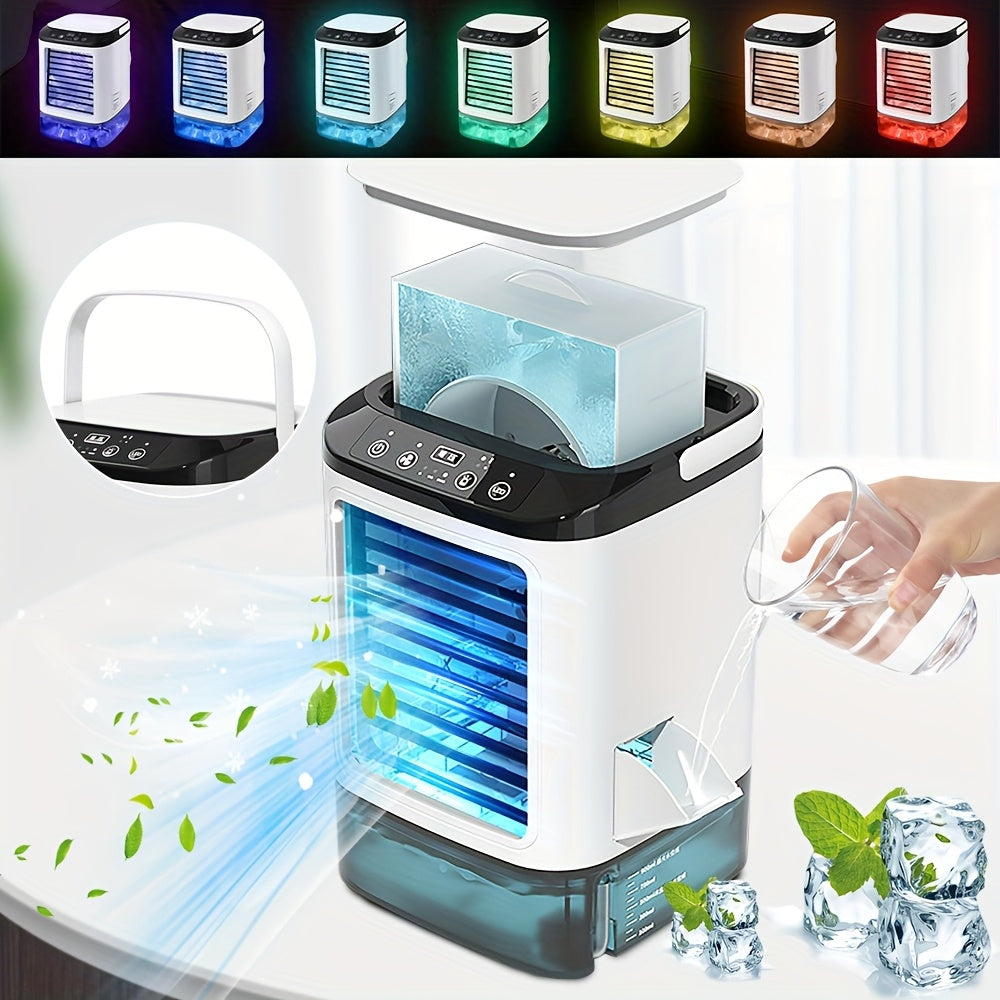 Portable Spray Fan, USB Personal Electric Fan, 3-speed Adjustable Wind Speed, Indoor And Outdoor, With Humidification Function, Ambient LED Light, Compact Design Suitable For Office, Home, Camping