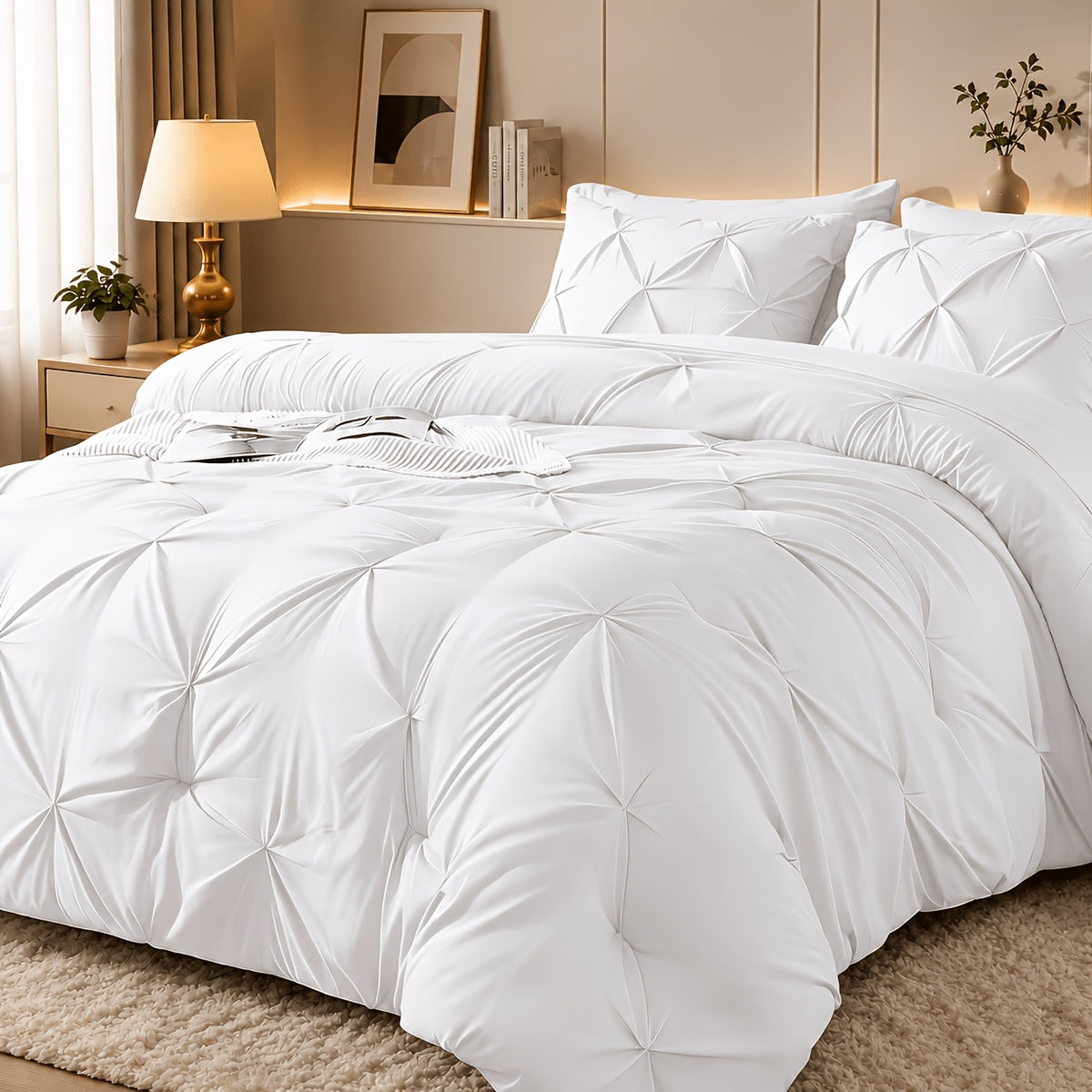 2/3pcs Solid Color Diamond Quilted Large/King Size Bedding, Soft, Comfortable, and Fluffy with Microfiber Filling and Lightweight, Breathable Fabric. Easy to Care for, Warm for All Seasons. Includes Comforter and Pillowcases. Luxurious Quality