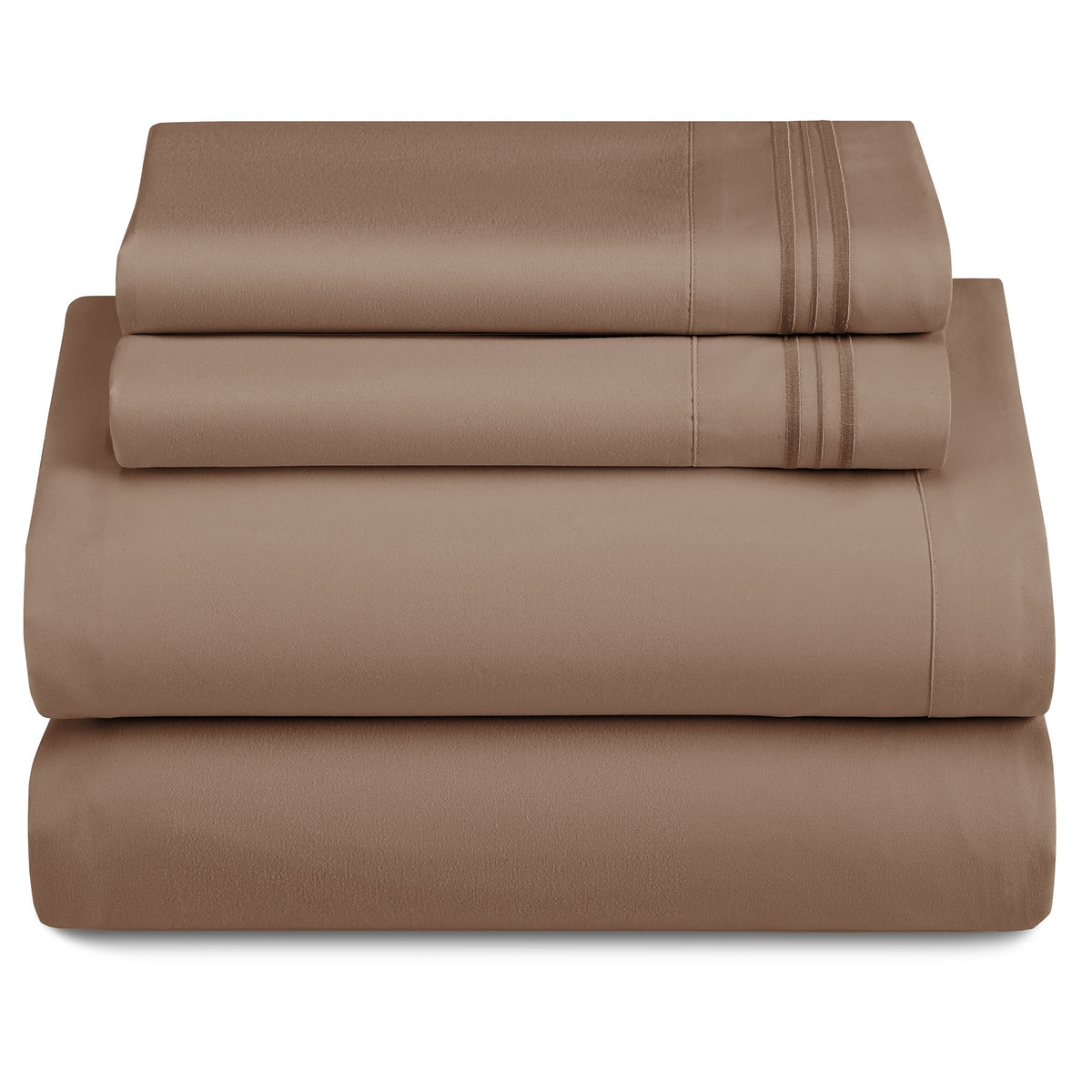 Lux Decor 4 Pieces Solid Bedsheets - 1800 Series Stylish Comfy Bedding Sheet Set - Hotel Luxury Skin Friendly Cooling Sheets & Embroidered Pillowcases Without Filler - Classic Collection With 16 Inches Deep Pocket Room decor - Shrinkage & Fade Resistant