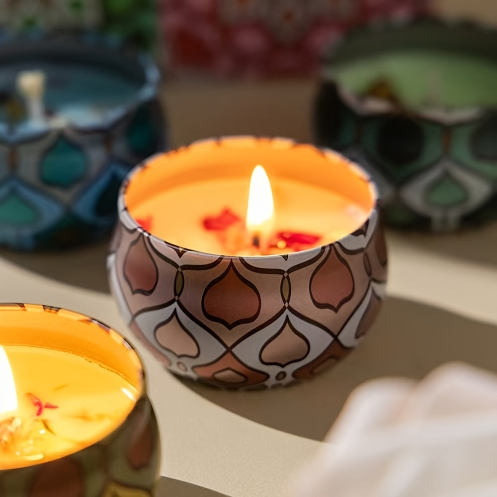Candles Set Natural Soy Wax 2.5oz 60 Hour Burn Time, Relaxing Home Scented Candles with Cocoa, Jasmine, Vanilla, Lemon Perfect for Festivals, Parties & Birthdays