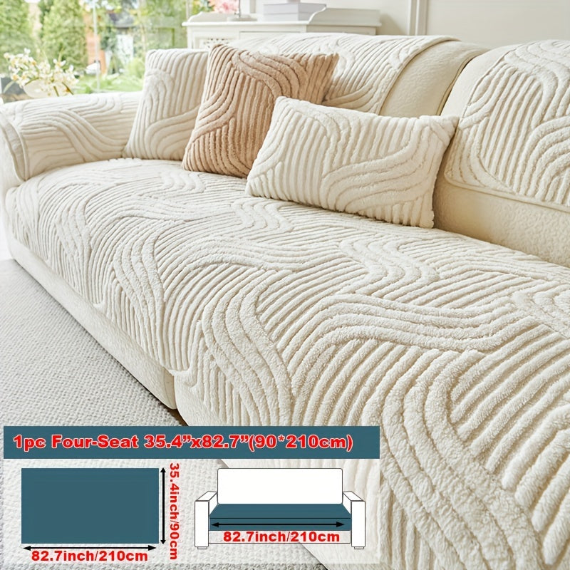 1pc of Plush, Non-Slip Sofa Cover That Is Modern And Luxurious, Pet-Friendly, Breathable, And Stylish for Home Decoration. It Is Appropriate for The Living Room, Bedroom, Or Office, Made from Polyester Fabric, Machine Washable, And Without Any Print