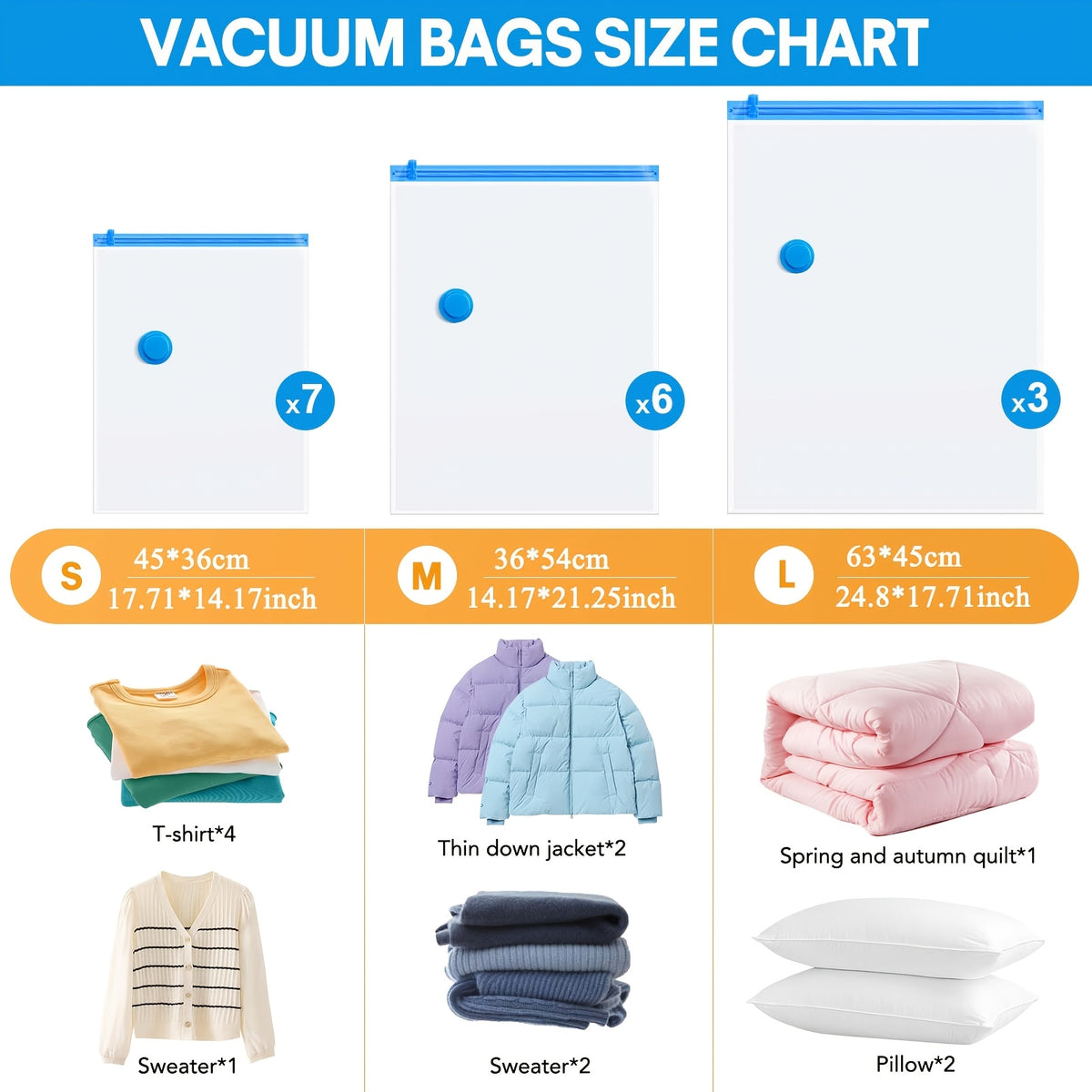 [Vacuum Storage Bags] 16pcs Vacuum Compression Bags with Electric Pump, (7 Small, 6 Medium, 3 Large)Vacuum Seal Storage Bags Space Saver Travel Size for Storage for Luggage, Vacuum Storage Bags for Clothes, Bedding, Pillows, Quilts, Blankets