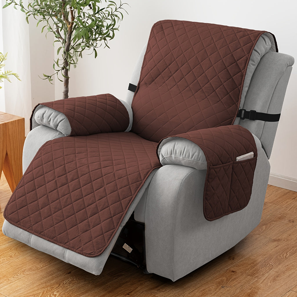 1pc 100% Non-Slip Recliner Chair Cover Sofa Slipcover, Pet Cover For Large Recliner With Elastic Straps, Washable Chair Seat Cover Recliner Chair Furniture Protector, Recliner Compatible, Valentine'S Day Home Decorations