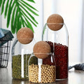 Glass Storage Jars with Ball Cork Stoppers, 3-Piece 500ml Kitchen Canister Set for Tea, Nuts, Candy and Decorative Countertop Organization