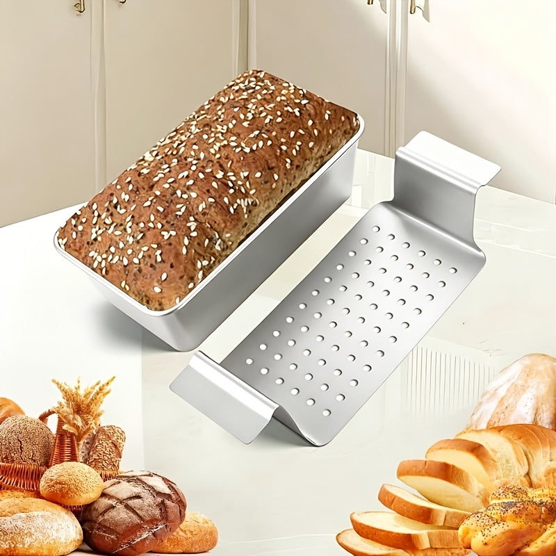 2pcs Patty Pan with Drain Tray, Non-Stick Meatloaf Pan for Baking, Reduces Fat, Enhances Flavor, Bread Pan Set