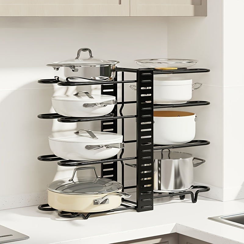 8-Tier Pot And Pan Organizer with Lid Rack, for Kitchen Cabinet Storage of Cookware And Utensils