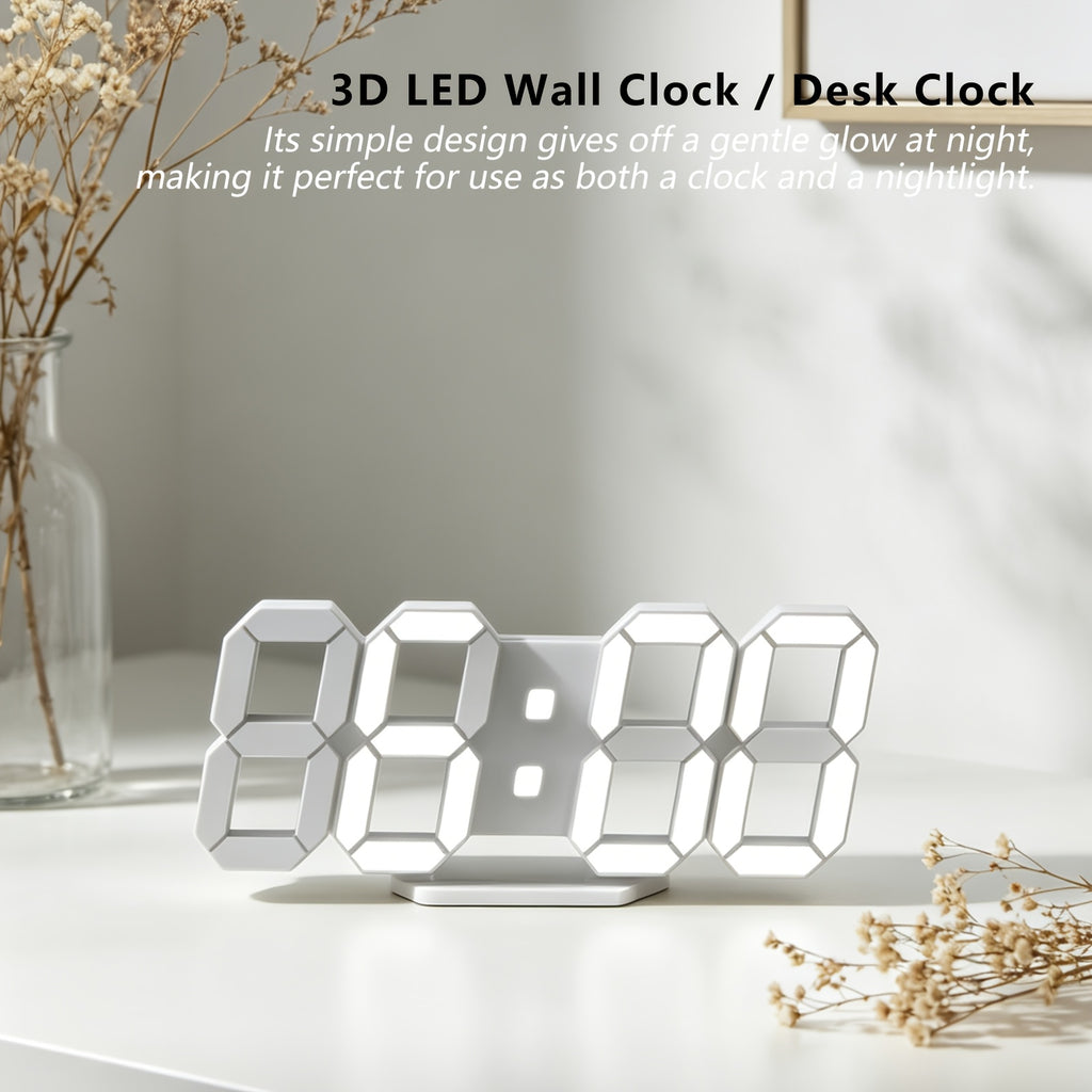 1pc of a 9.7-Inch Digital LED Wall Clock Suitable for Bedrooms, a Large Table Clock with Alarm Features, Remote Control, 12/24-Hour Format, Temperature Display, Dimming Options, And Illuminated Display (White Light)
