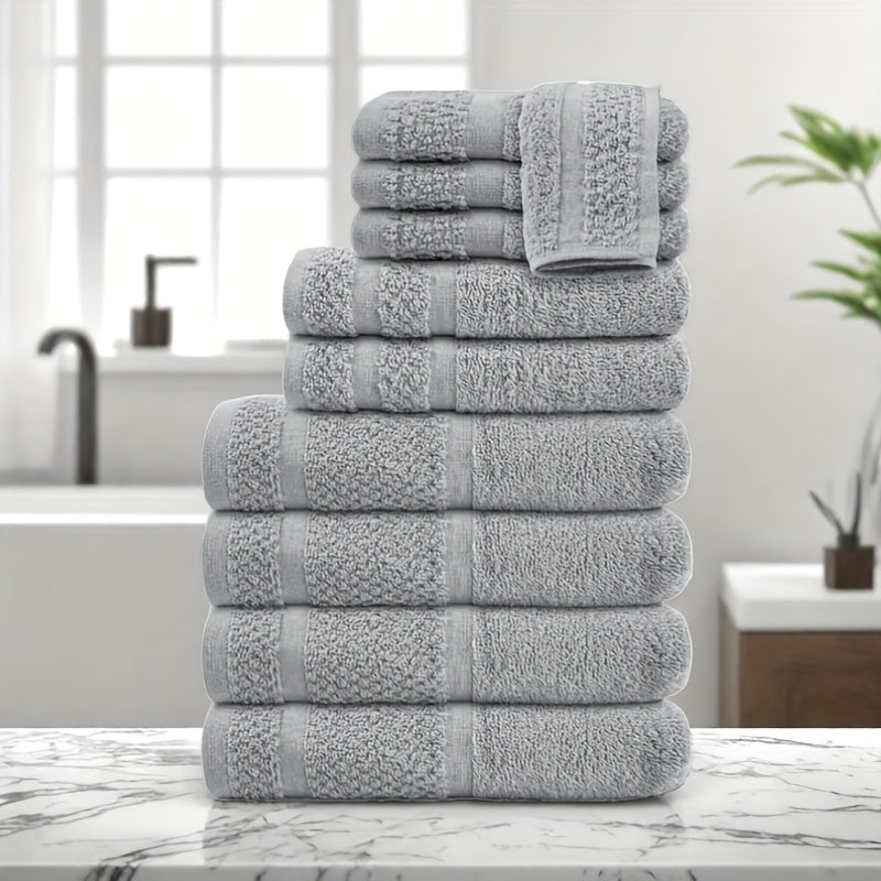 32pcs/16pcs/10pcs Bath Towel Set, 4pcs Bath Towels&2pcs Hand Towels&4pcs Washcloths, Solid Color, Cotton Towel, Absorbent, Quick-drying, Soft And Comfortable, Bathroom Supplies, Towels for Bathroom, Shower And Hotel